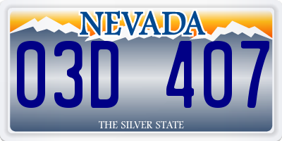 NV license plate 03D407