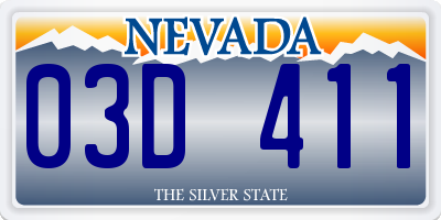 NV license plate 03D411