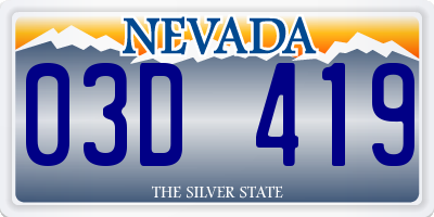 NV license plate 03D419