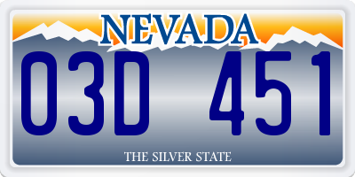 NV license plate 03D451