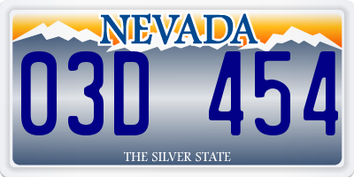 NV license plate 03D454