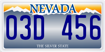 NV license plate 03D456