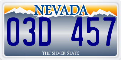 NV license plate 03D457