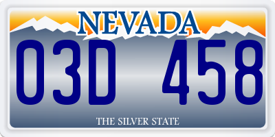 NV license plate 03D458