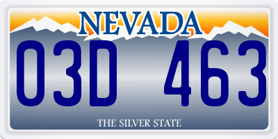 NV license plate 03D463