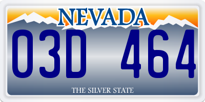 NV license plate 03D464