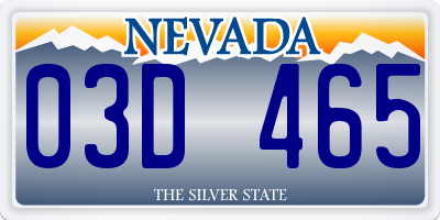 NV license plate 03D465