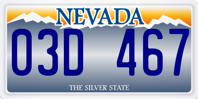 NV license plate 03D467