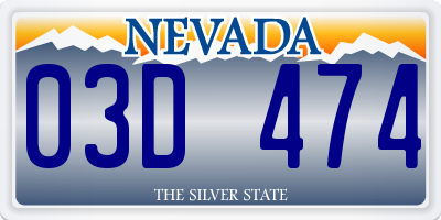 NV license plate 03D474