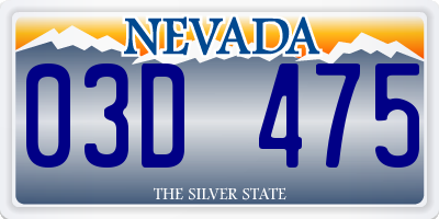 NV license plate 03D475