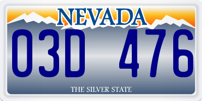 NV license plate 03D476
