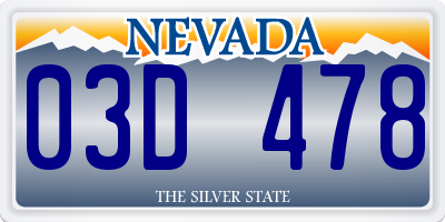 NV license plate 03D478