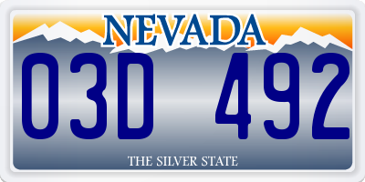 NV license plate 03D492