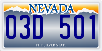 NV license plate 03D501