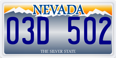 NV license plate 03D502