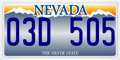NV license plate 03D505
