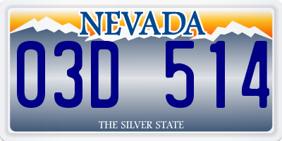 NV license plate 03D514