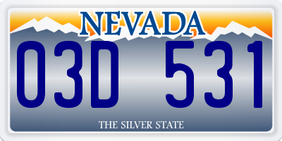 NV license plate 03D531