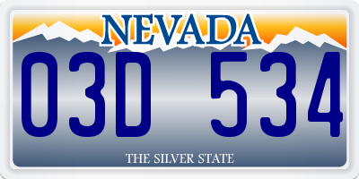 NV license plate 03D534