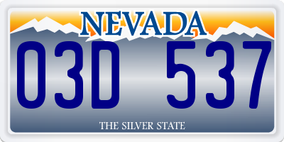 NV license plate 03D537