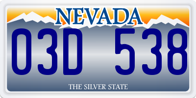 NV license plate 03D538