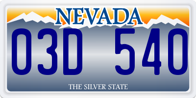 NV license plate 03D540