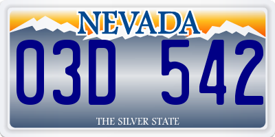 NV license plate 03D542