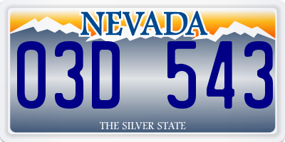 NV license plate 03D543