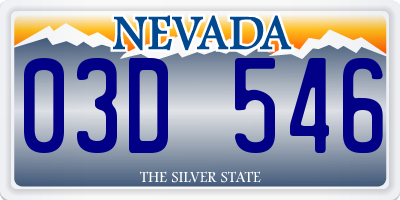 NV license plate 03D546