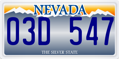 NV license plate 03D547