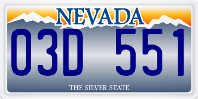NV license plate 03D551