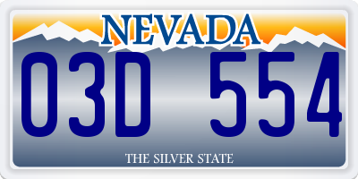 NV license plate 03D554