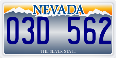 NV license plate 03D562