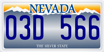 NV license plate 03D566