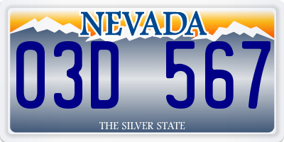 NV license plate 03D567