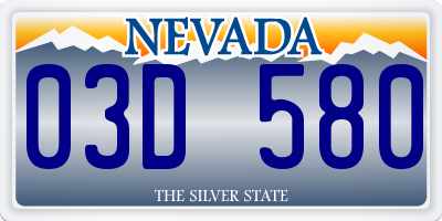 NV license plate 03D580