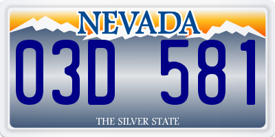 NV license plate 03D581