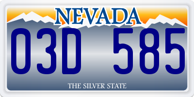 NV license plate 03D585