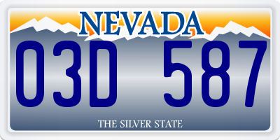 NV license plate 03D587