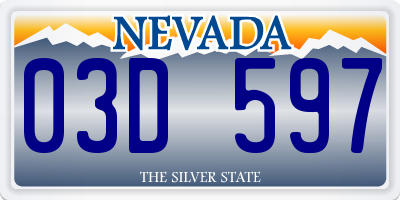 NV license plate 03D597