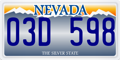 NV license plate 03D598