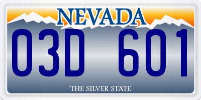 NV license plate 03D601