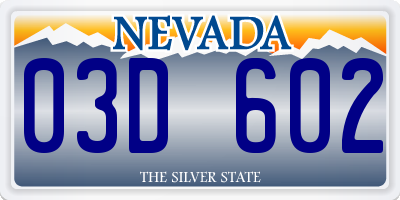 NV license plate 03D602