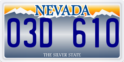 NV license plate 03D610