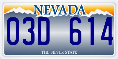 NV license plate 03D614