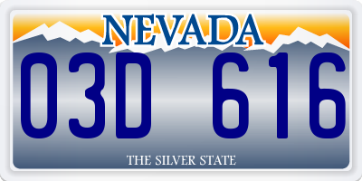 NV license plate 03D616