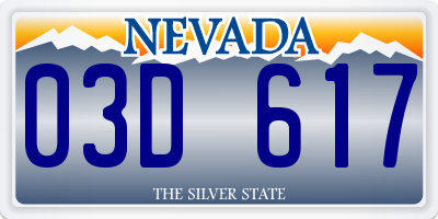 NV license plate 03D617