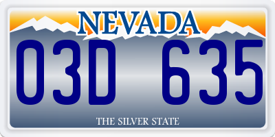 NV license plate 03D635