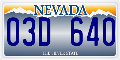 NV license plate 03D640