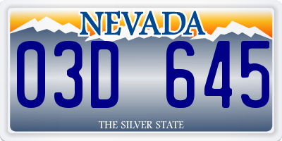 NV license plate 03D645